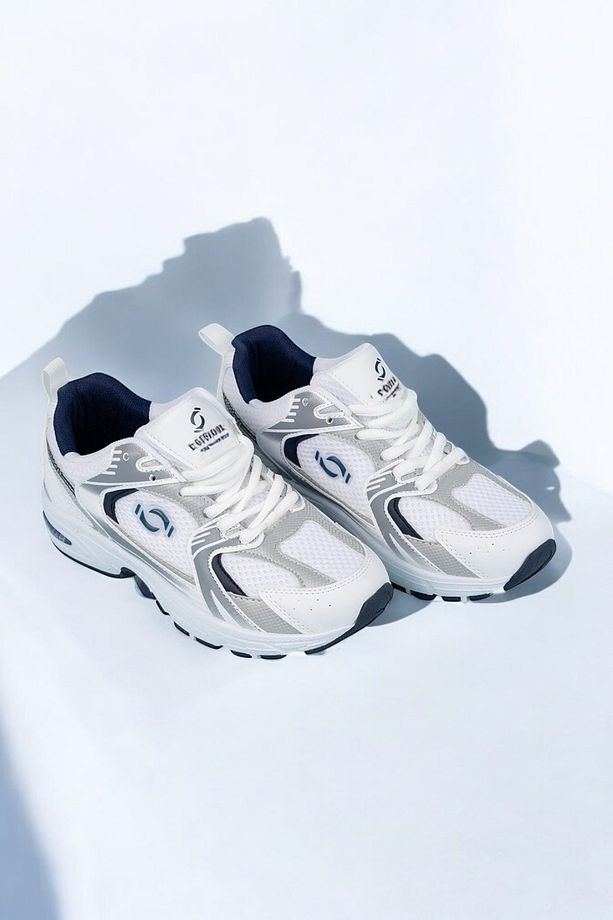 Beyaz-lacivert Unisex Ortopedik Yürüyüş Spor Ayakkabısı, Günlük Sneaker - 3