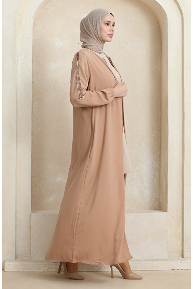 Beige dunkel, seitliches Steindruck-Ferace - 0464-02 - 3