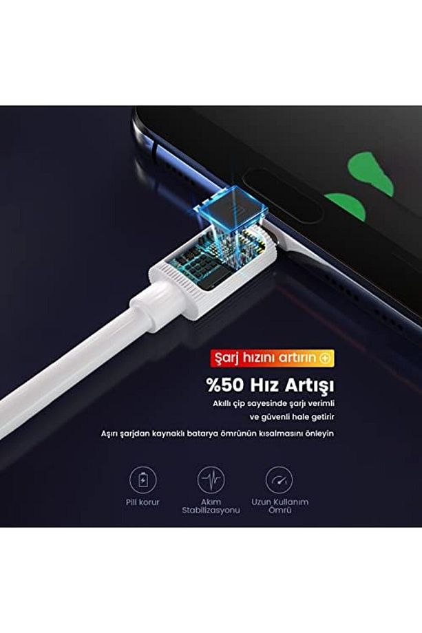 Sl010 Usb To Lightning Iphone 2.4a Hızlı Şarj Ve Data Kablosu Beyaz 1 Metre - 3