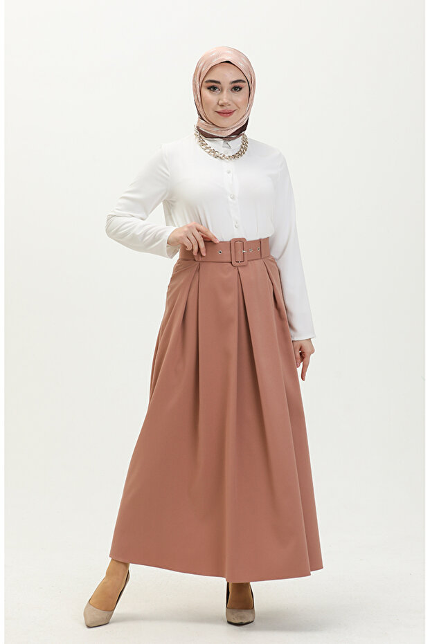 Belted Skirt 2246-05 Taupe color