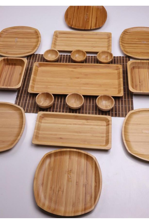 Bambu Elegance 6 Kişilik 17 Parça Doğal Bambu Kahvaltı Takımı - Kahvaltı Seti - 1