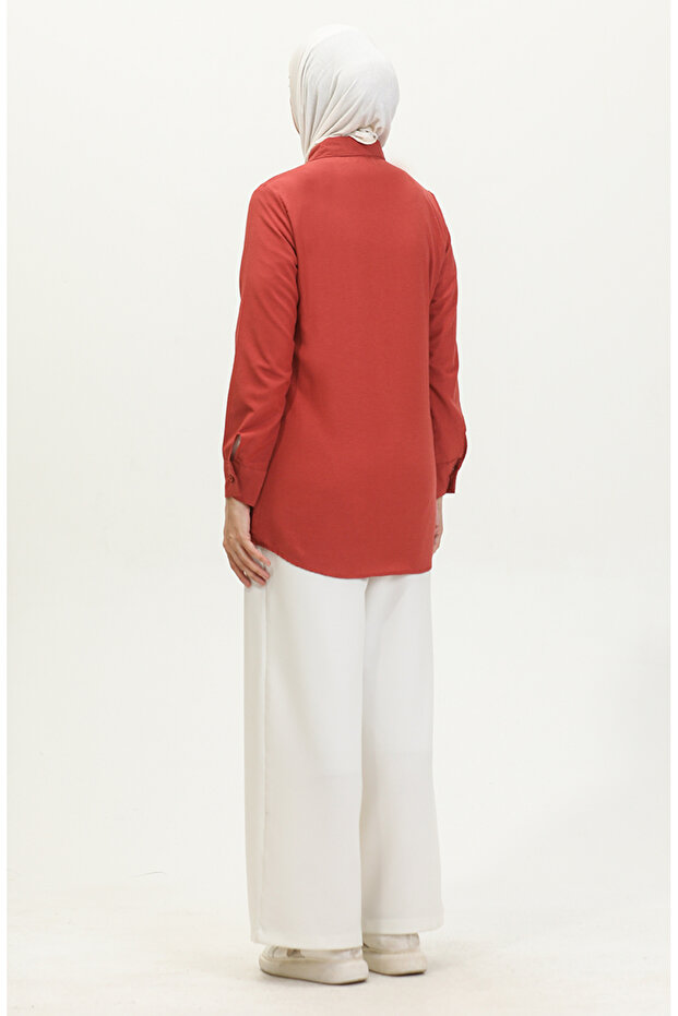 6111-03 موديل تونيك بأزرار على شكل صدفة البصل الداكن - 5