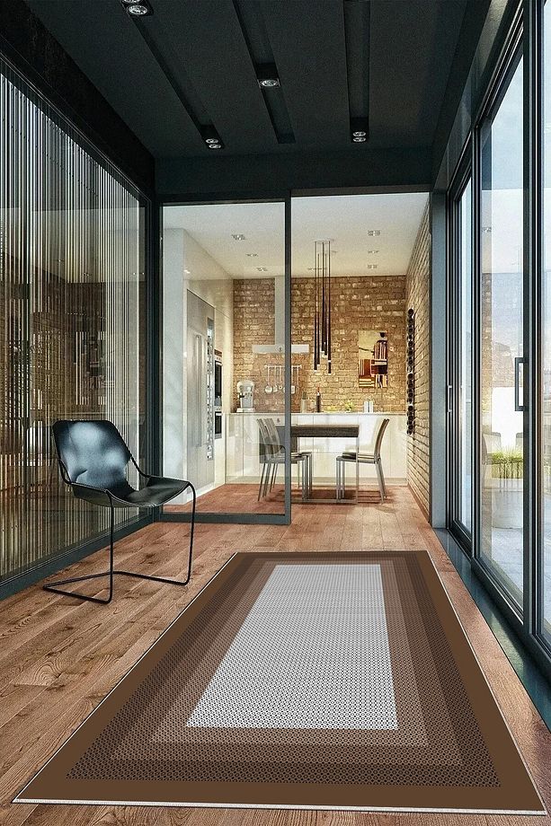 Salon Halısı Geometrik İskandinav Eskitmeli Dijital Baskı Yıkanabilir Kaymaz Taban 9010SALONHULYA - 3
