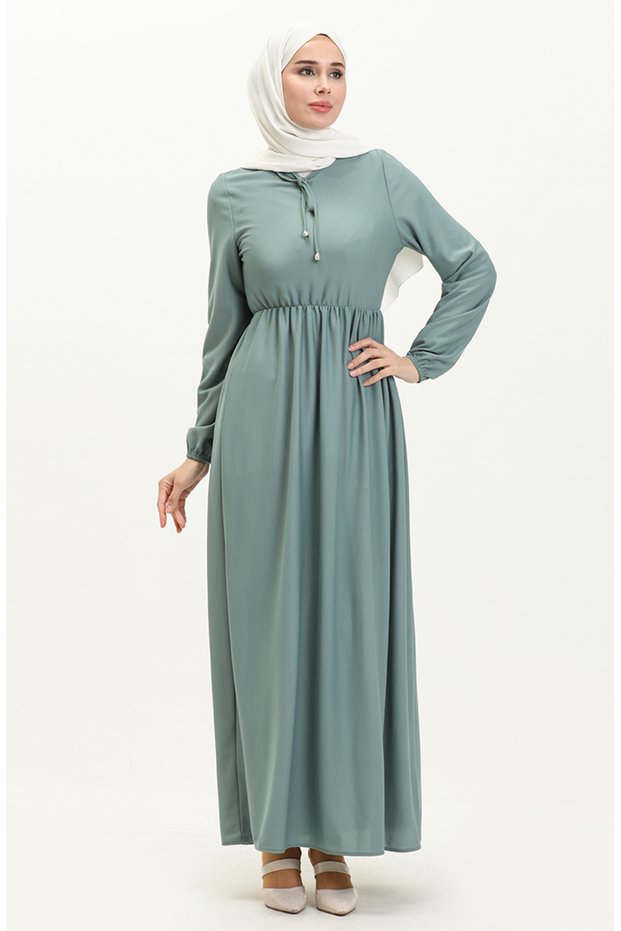 Gathered waist dress 0575-07 green green