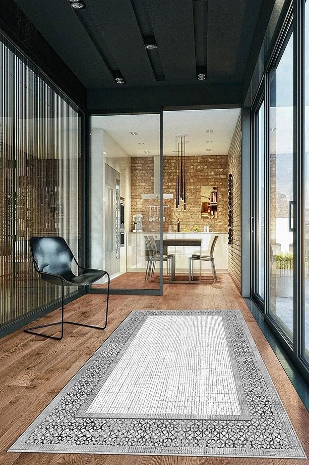 Salon Halısı Geometrik İskandinav Eskitmeli Dijital Baskı Yıkanabilir Kaymaz Taban 8170SALONHULYA - 3