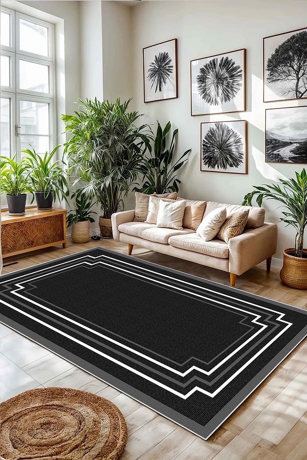 Makinede yıkanabilir kaymaz taban leke tutmaz mutfak halısı salon halısı ve yolluk/9014 Dikdörtgen - 2