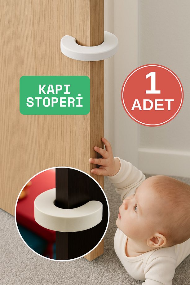 1 Adet Beyaz Kapı Güvenliği Kapı Stoperi, Kapı Durdurucu - 2
