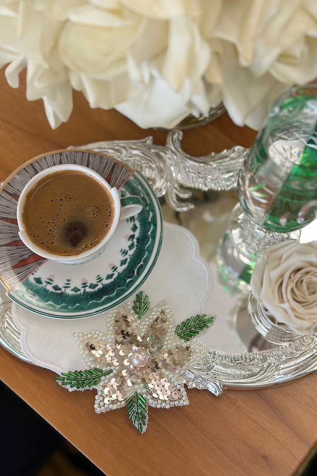 Lotus çiçeği pullu tasarım 2li kokteyl peçete - 2