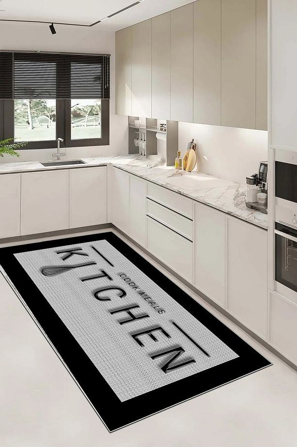 Salon Halısı Geometrik İskandinav Eskitmeli Dijital Baskı Yıkanabilir Kaymaz Taban  9026+ - 1