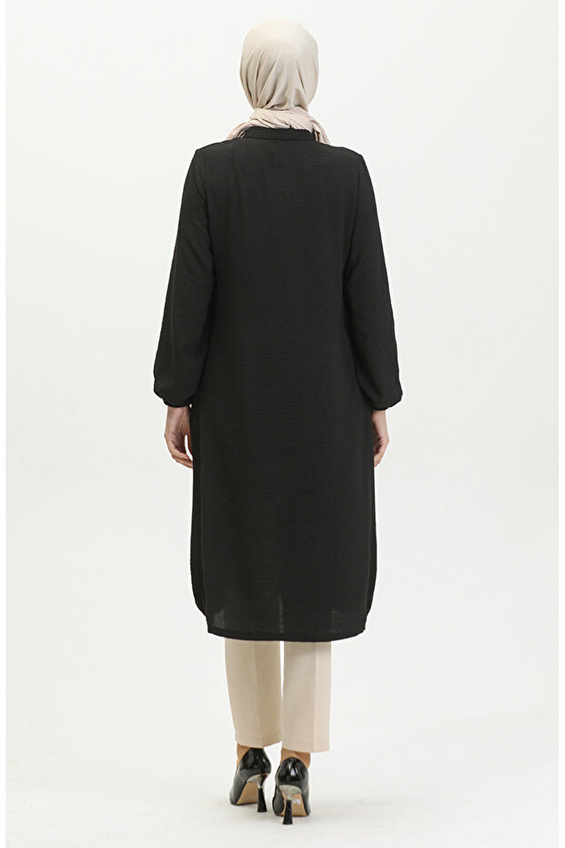 Pullu Fermuarlı Kap 1014-06 Siyah - 8