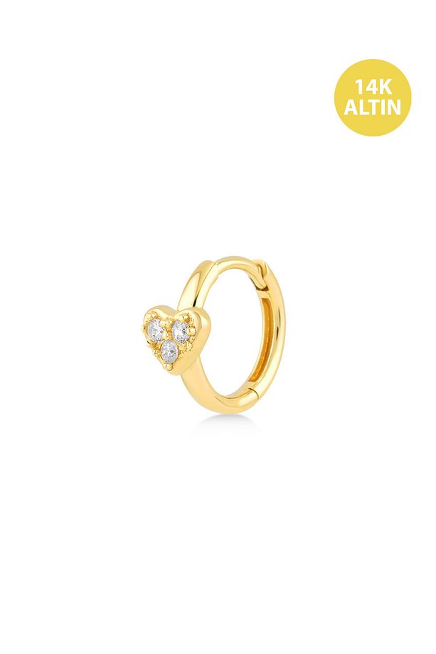 Kalp Helix Hoop 8,0 mm (18 Gauge), 14KAltın Kıkırdak Küpe/Piercing (TEK Satılır) - 1