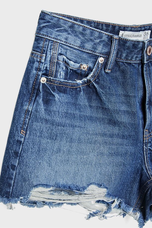 D75 Distressed denim şort - 8