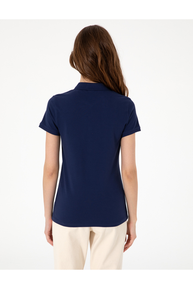 Lacivert Regular Fit Pamuklu Polo Yaka Basic Tişört 50305776-VR033 - 5