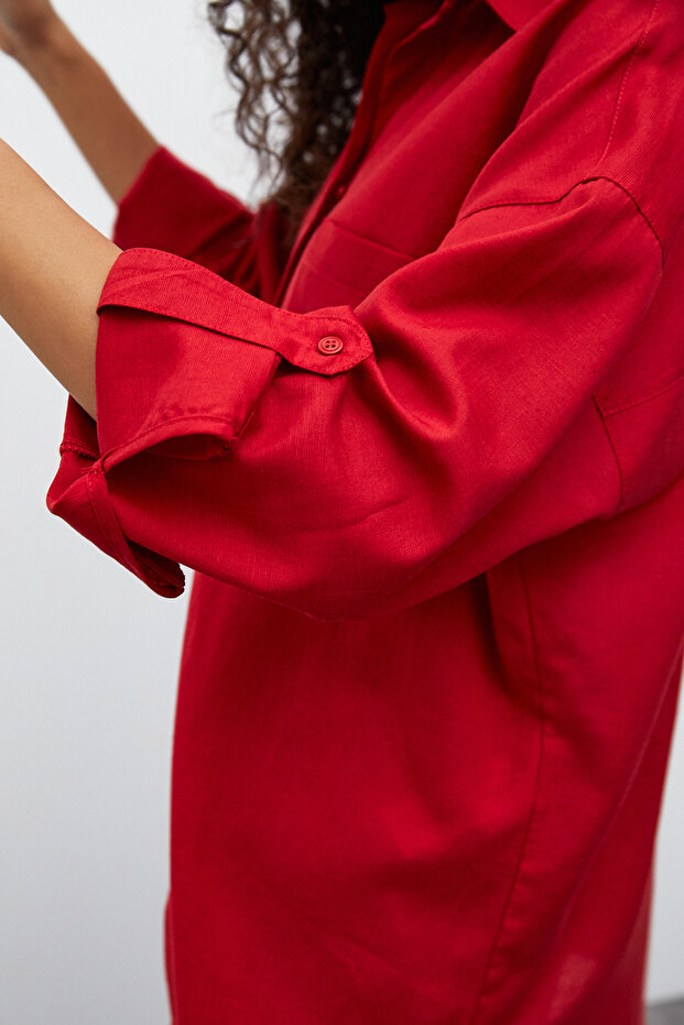 Oversize Keten Gömlek - 7