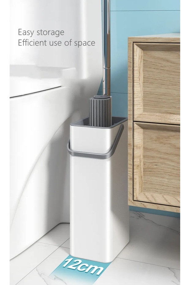 ممسحة إسفنجية مسطحة مع دلو أبيض/رمادي - 5