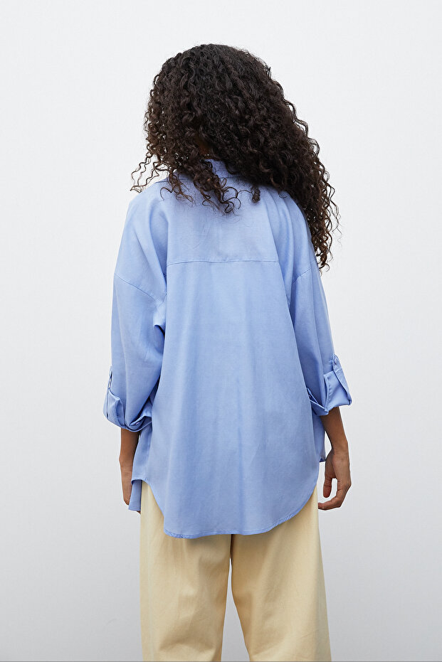 Oversize Keten Gömlek - 4