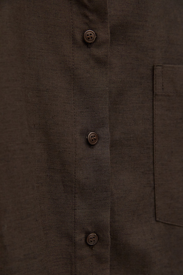 Oversize Keten Gömlek - 8