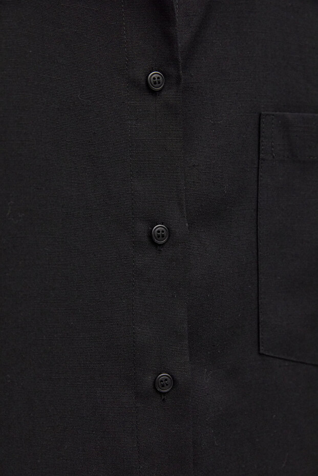 Oversize Keten Gömlek - 7