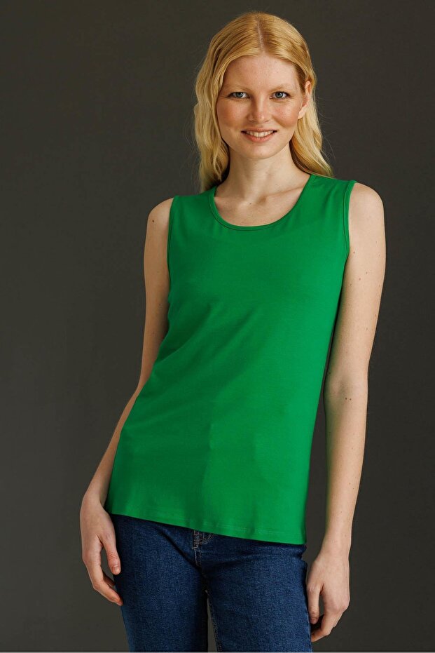 Women's Strappy Combed Cotton T-Shirt A.Green