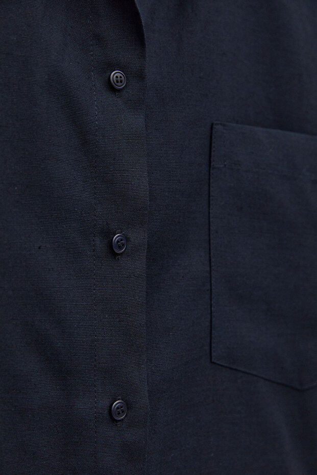 Oversize Keten Gömlek - 8