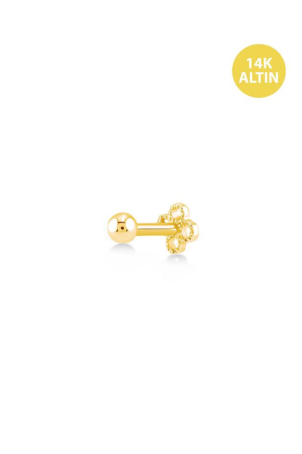Top (Taşsız 2,5mm), 14KAltın Kıkırdak Küpe/Piercing (TEK Satılır) Bar Uzunluğu:6,5 mm - 1