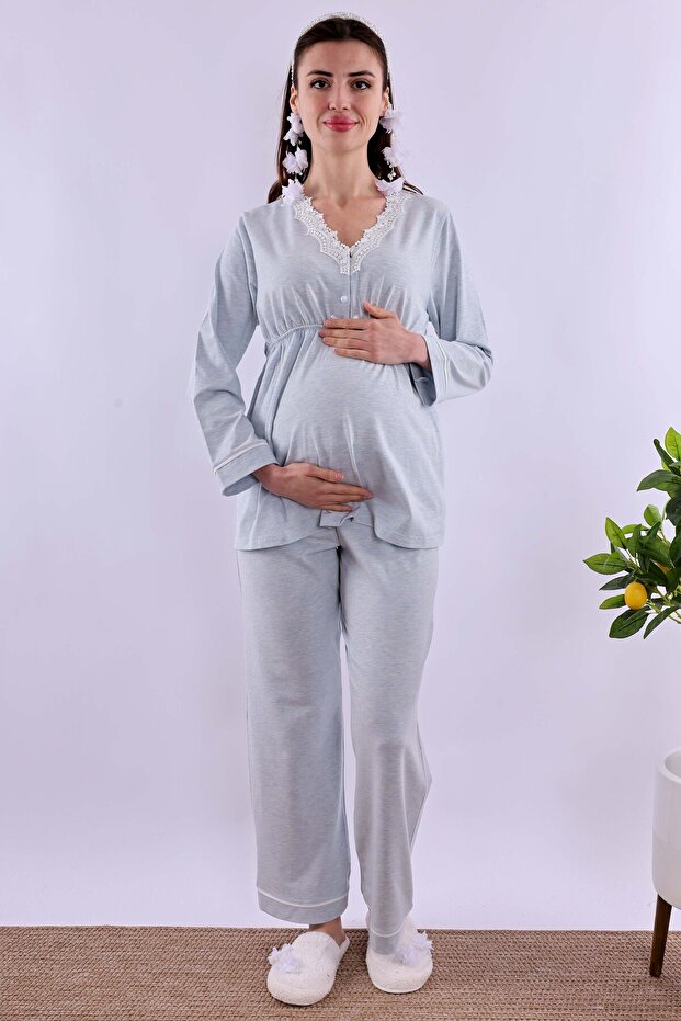 Effortt Blue Maternity Maternity Pajama Set Byl 230522