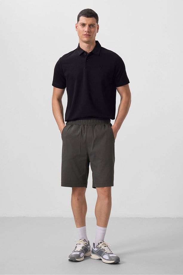 Antrasit Standart Fit Dokuma Hafif Esnek Chino Erkek Şort - 81290 - 1