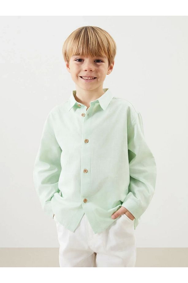 Lcw Kids Yeşil Basic Pamuklu Erkek Çocuk Gömlek Ve Pantolon 2'li - 3