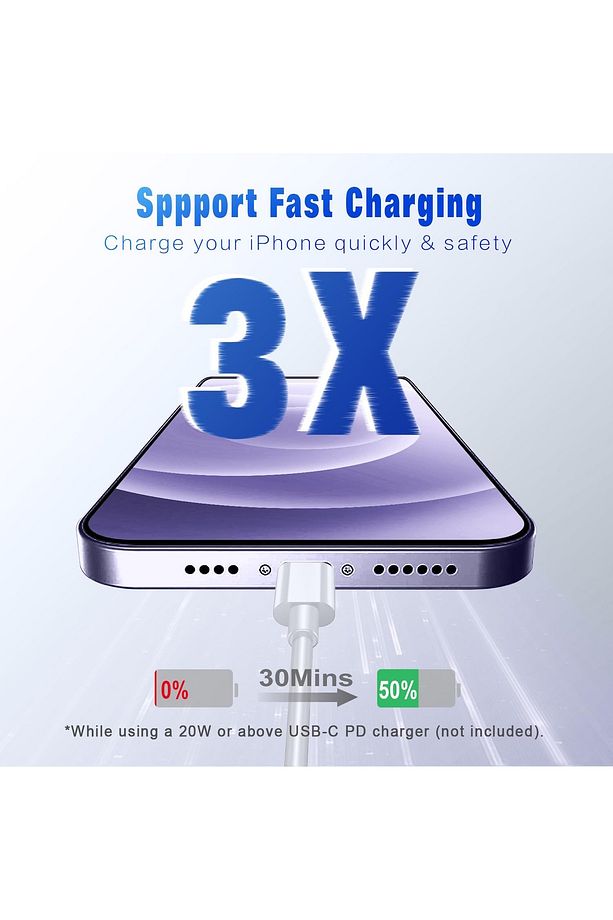 By Zore iphone 8 X Xs Xr 11 12 13 14 Pro Max Plus Uyumlu Hızlı Şarj Kablosu Type C To Lightning 1m - 6