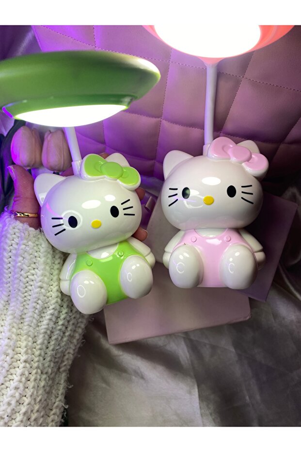 1 ADET dekoratif hello kitty konseptli şarjlı gece lambası/masa lambası - 1
