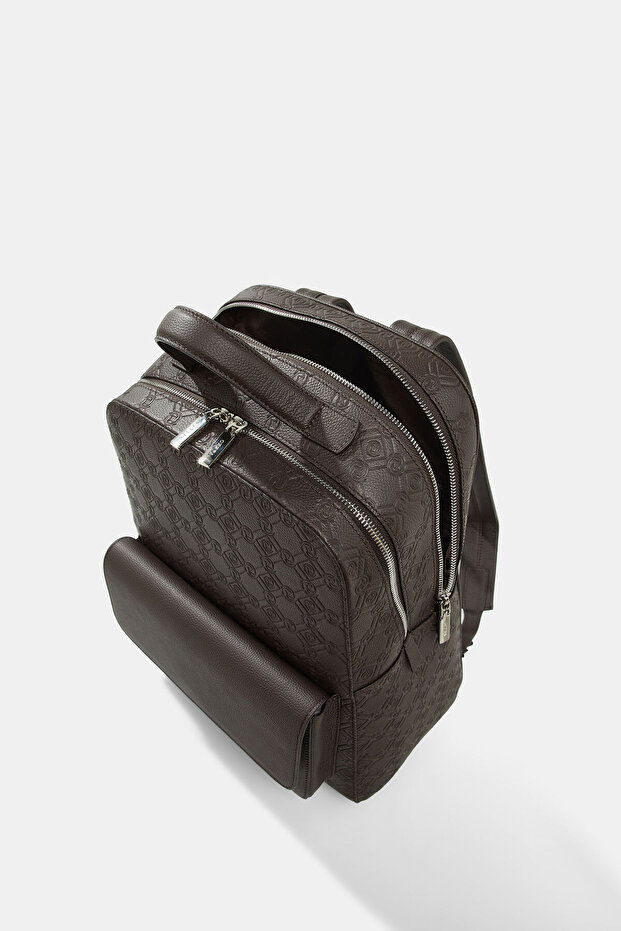 KAHVE MONOGRAM DERİ ÇANTA - 6