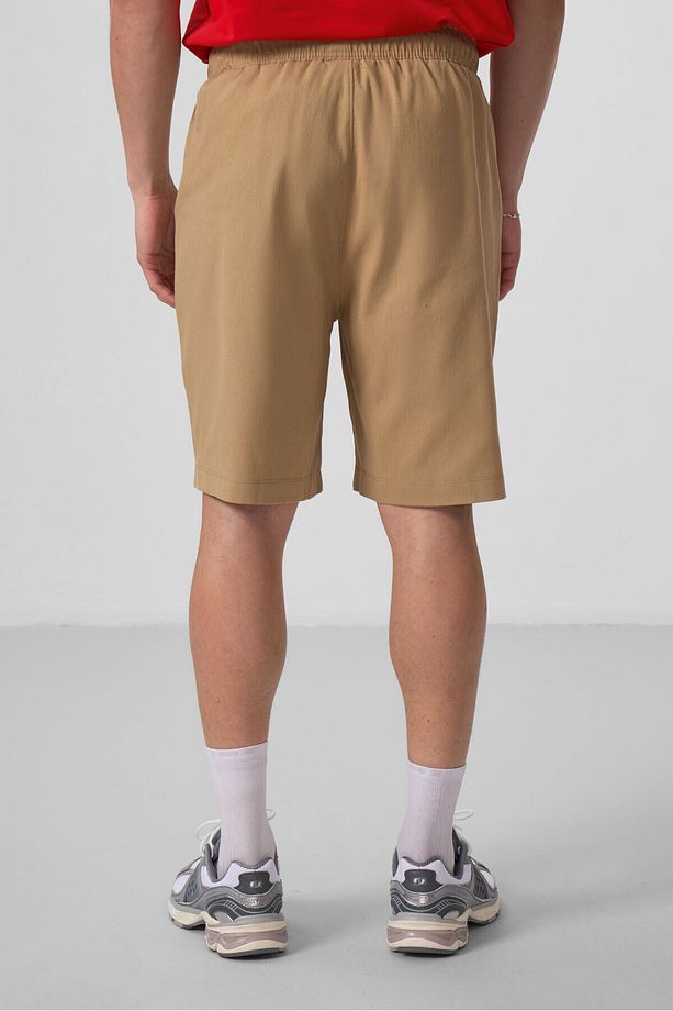 Koyu Bej Standart Fit Dokuma Hafif Esnek Chino Erkek Şort - 81290 - 6