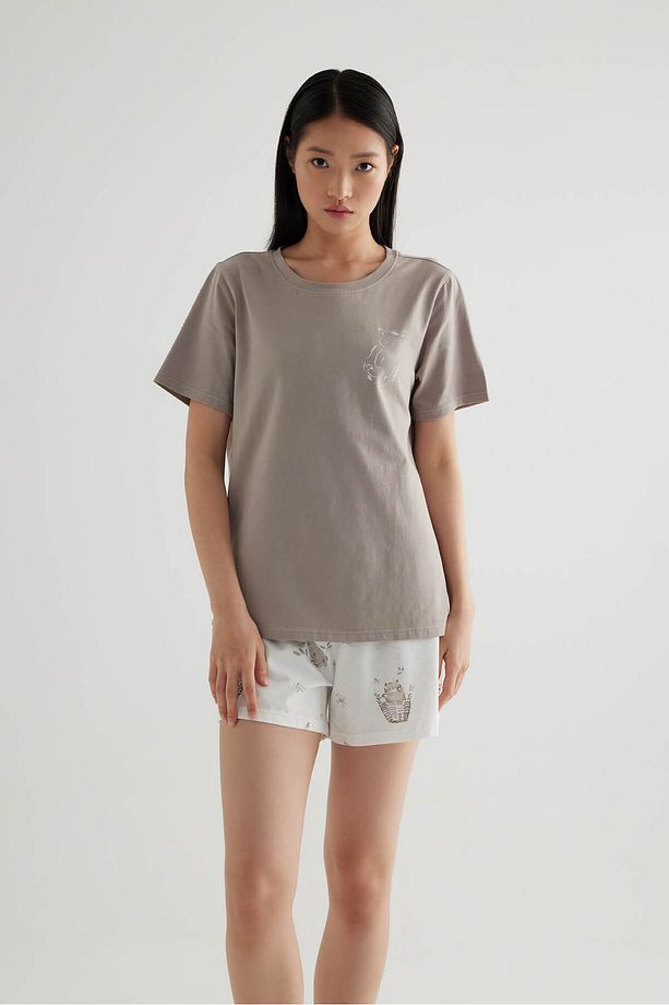 Kadın Pamuklu Cepli Şort Pijama Altı - 3