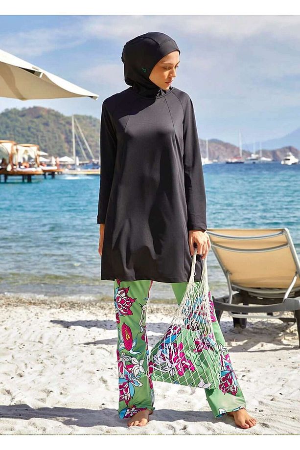 Kapalı Mayo - Tek Pantalon - Dev Çiçek - 2