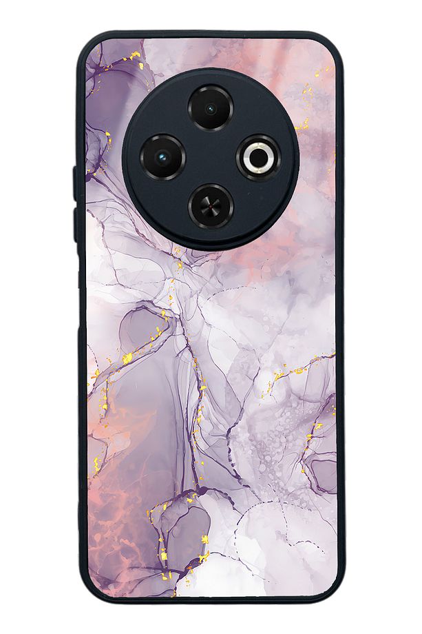 Tecno Spark 30C Fuşya Mermer Tasarımlı Glossy Telefon Kılıfı - 1