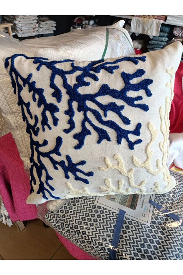 Denbu Textile Punch Embroidered Throw Pillow Cover 1 Piece