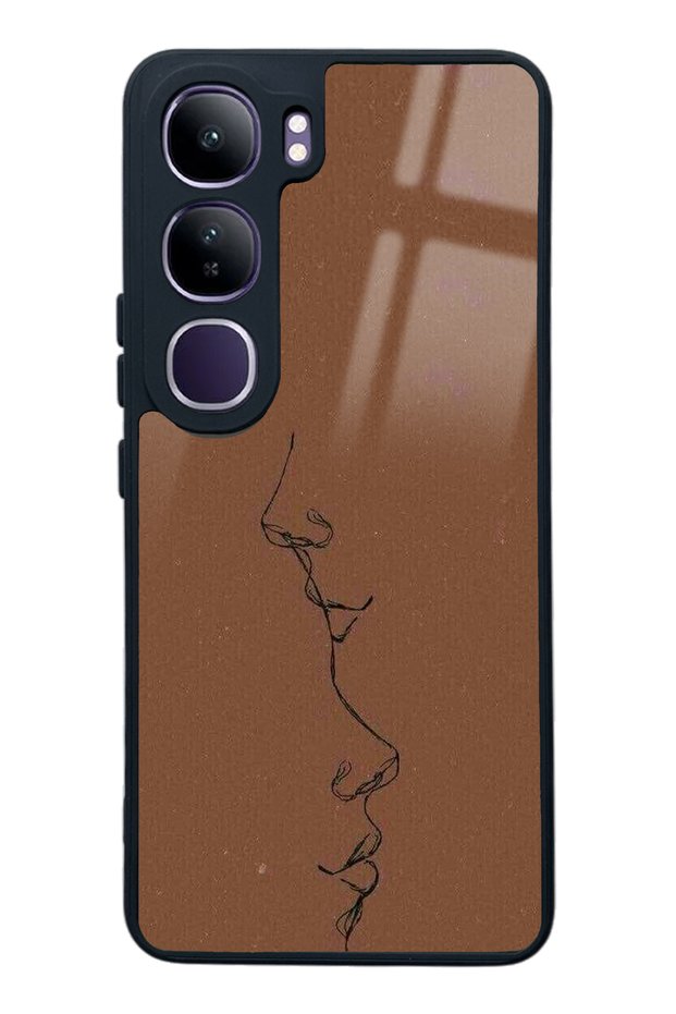 Vivo V40 Lite Coffee Silhouette Design Glossy Phone Case
