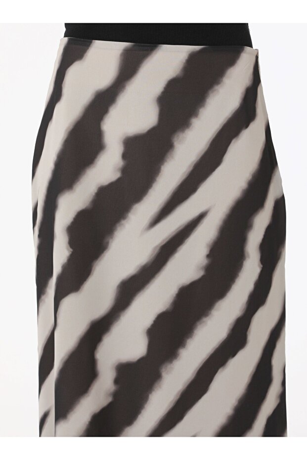 تنورة شيفون منقوشة - أسود - رمادي - رفقة - 5