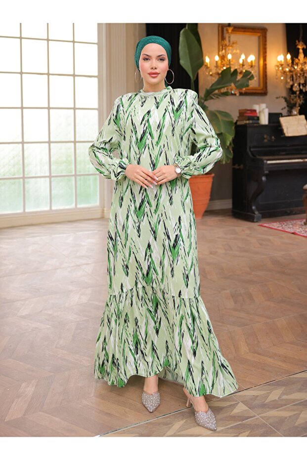 Hijab Dress - Green - Sahra Butik