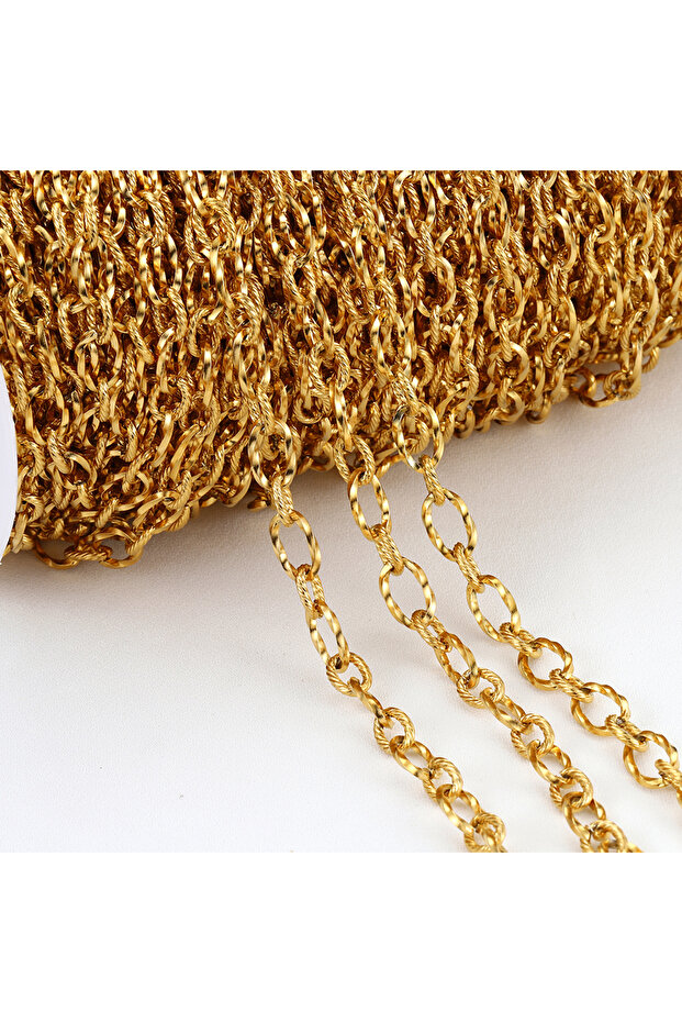 Golden 1meter Golden Stainless Steel Rolo Cable Bulk Chains for DIY Jewelry Making