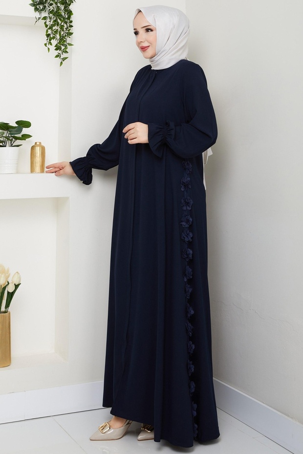 Rose Crepe Dark Navy Blue Ferace
