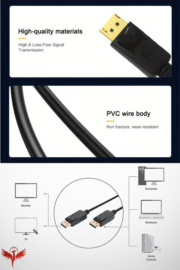 3 Metre Displayport Kablo (DP TO DP) 60hz,1440p,2k Monitör-pc Görüntü Kablosu Premium 3mt - 5