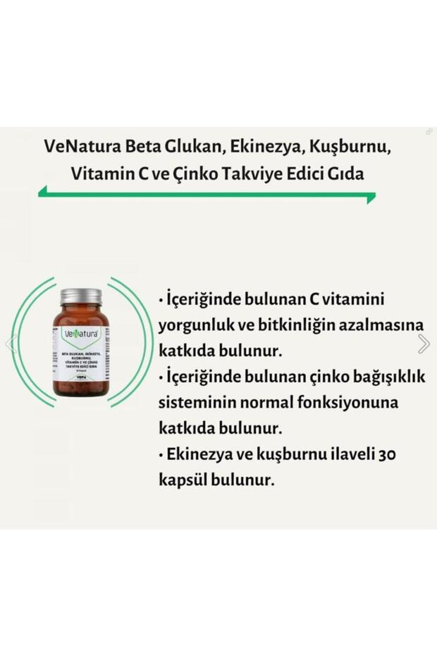 Beta Glukan, Ekinezya, Kuşburnu, Vitamin C, Çinko 30 Kapsül 2 Adet - 2
