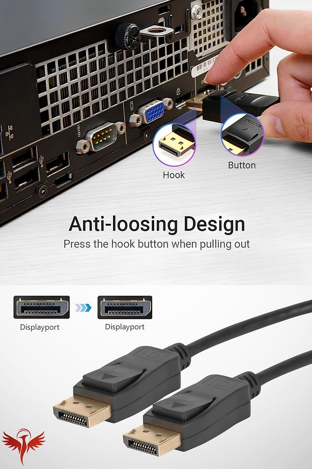 1.8 Metre Displayport Kablo (DP to DP) 60Hz,1440p,2k Monitör-Pc Görüntü Kablosu Premium 1.8mt - 4
