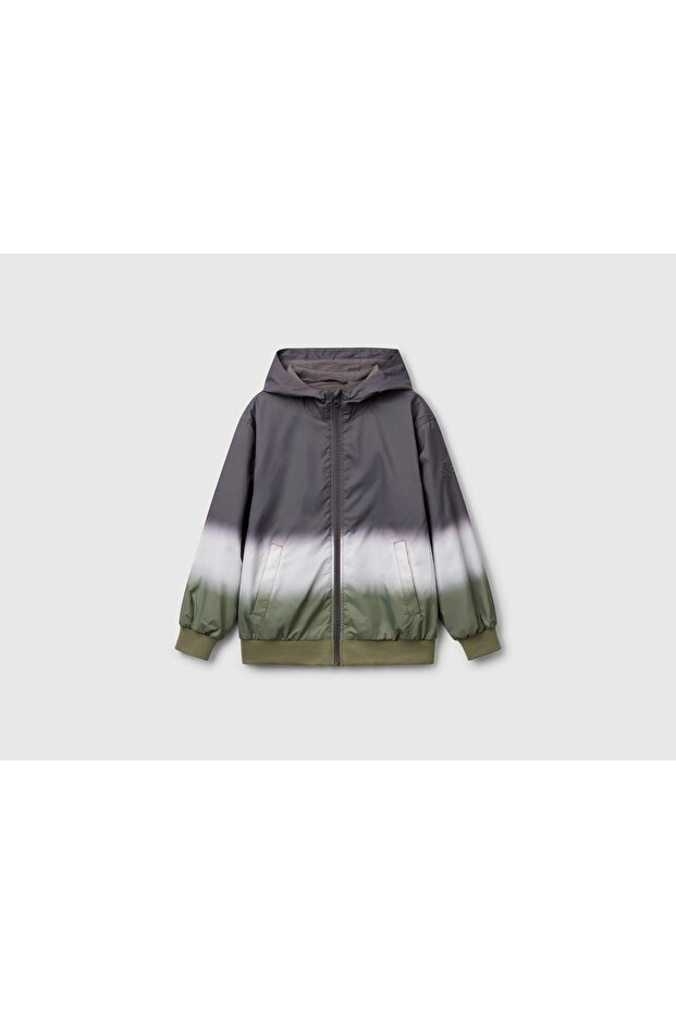 Boy's Patterned Black Raincoat - 1