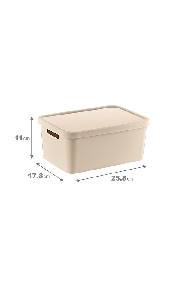 4'lü Set Stafi Çok Amaçlı Kapaklı Kutu Latte 4,5 Lt - 4