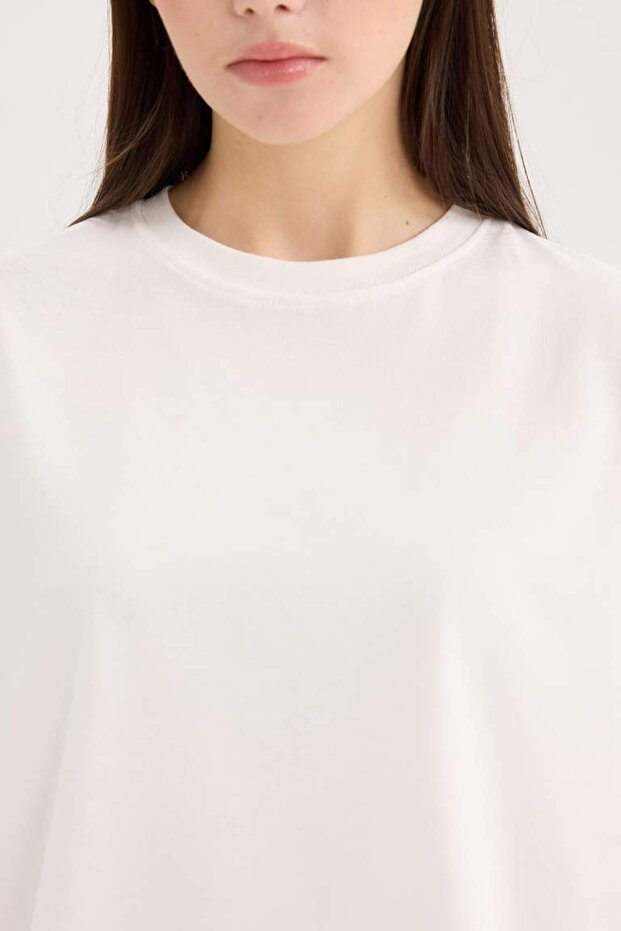 %100 Pamuk Oversıze Basıc Tişört E4935AX25SP - 6