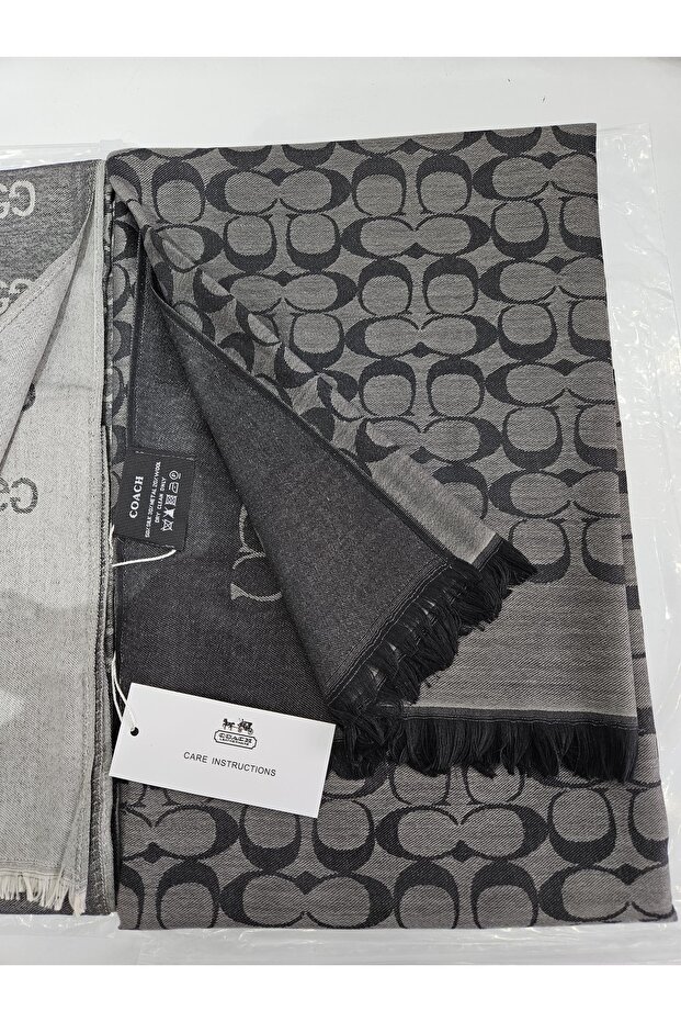 C Desen Pamuklu İpek Yün Şal 4 Mevsim Çift Taraflı - 3