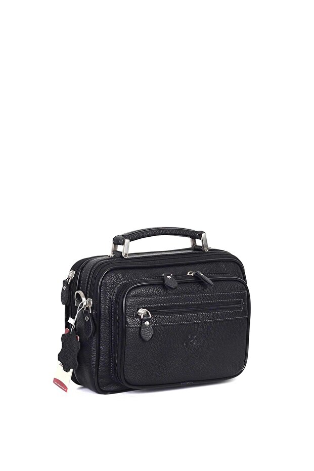 Men's Black Leather Portfolio Bag