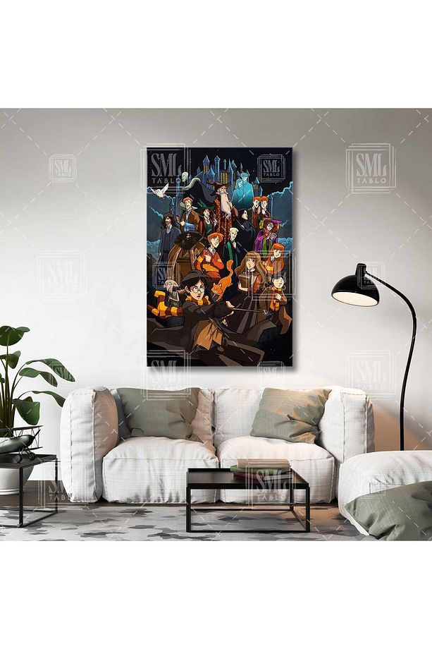 Harry Potter Ilüstrasyon Hogwarts Griffindor Dikey Kanvas Tablo - 1